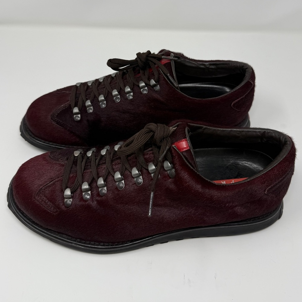 RARE Prada Linea Rossa Vintage 90s Pony Hair Sport Boot Rich Burgundy NWOT - Picture 5 of 8